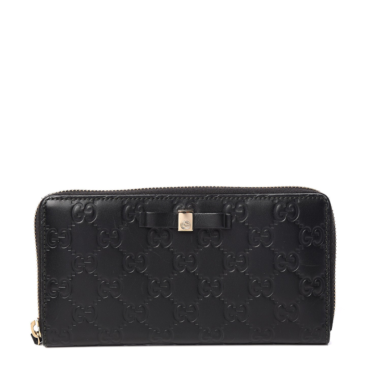 Guccissima Bow Zip Around Wallet Black