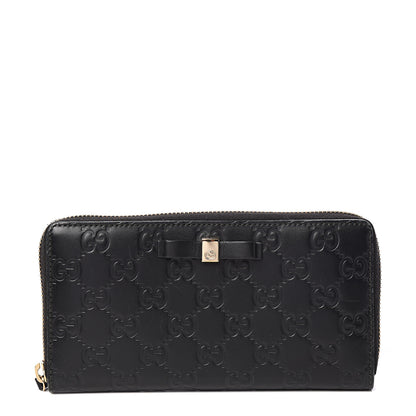 Gucci Guccissima Bow Zip Around Wallet Black 1 of 7