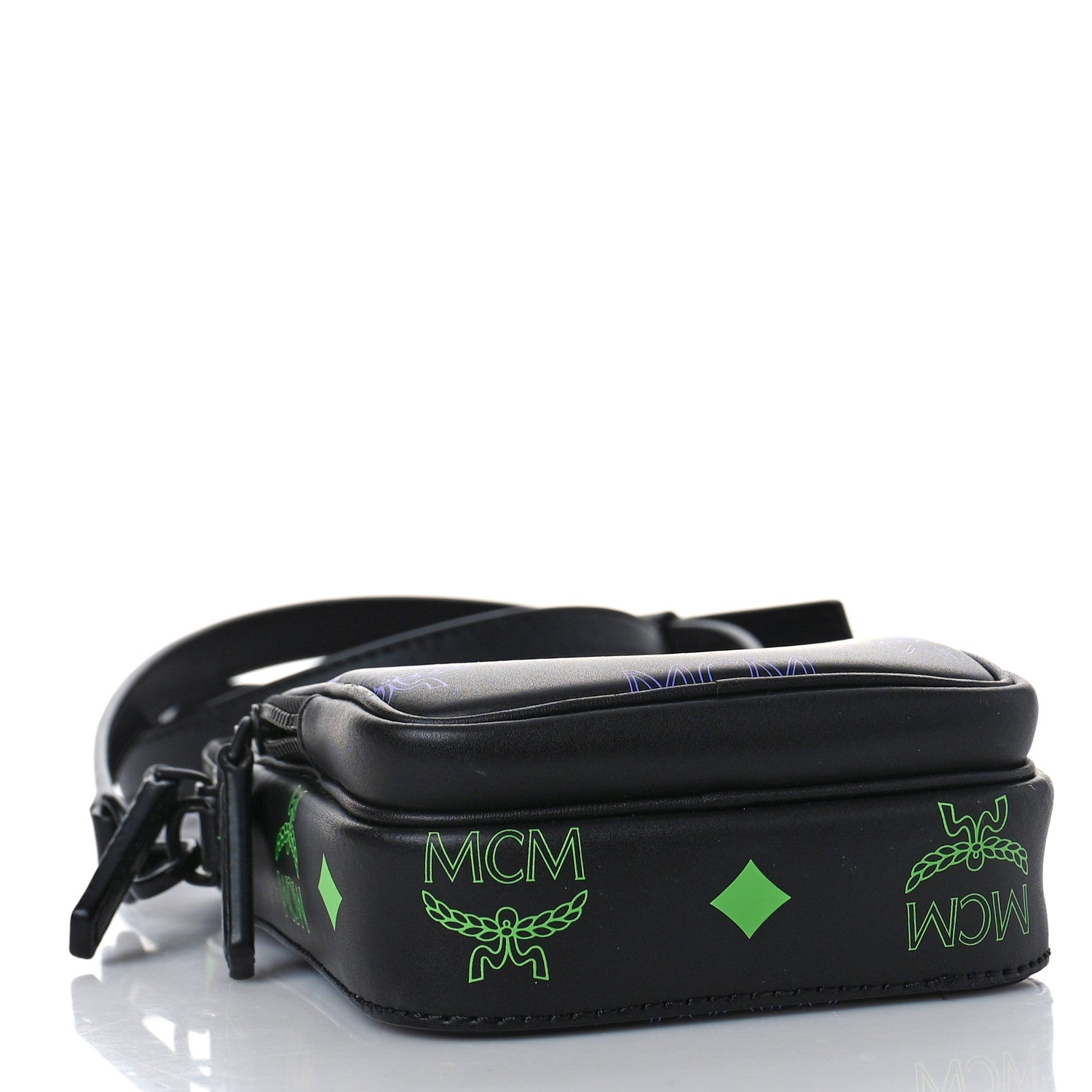 MCM Calfskin Color Splash Mini Crossbody Black Purple Green 4 of 9