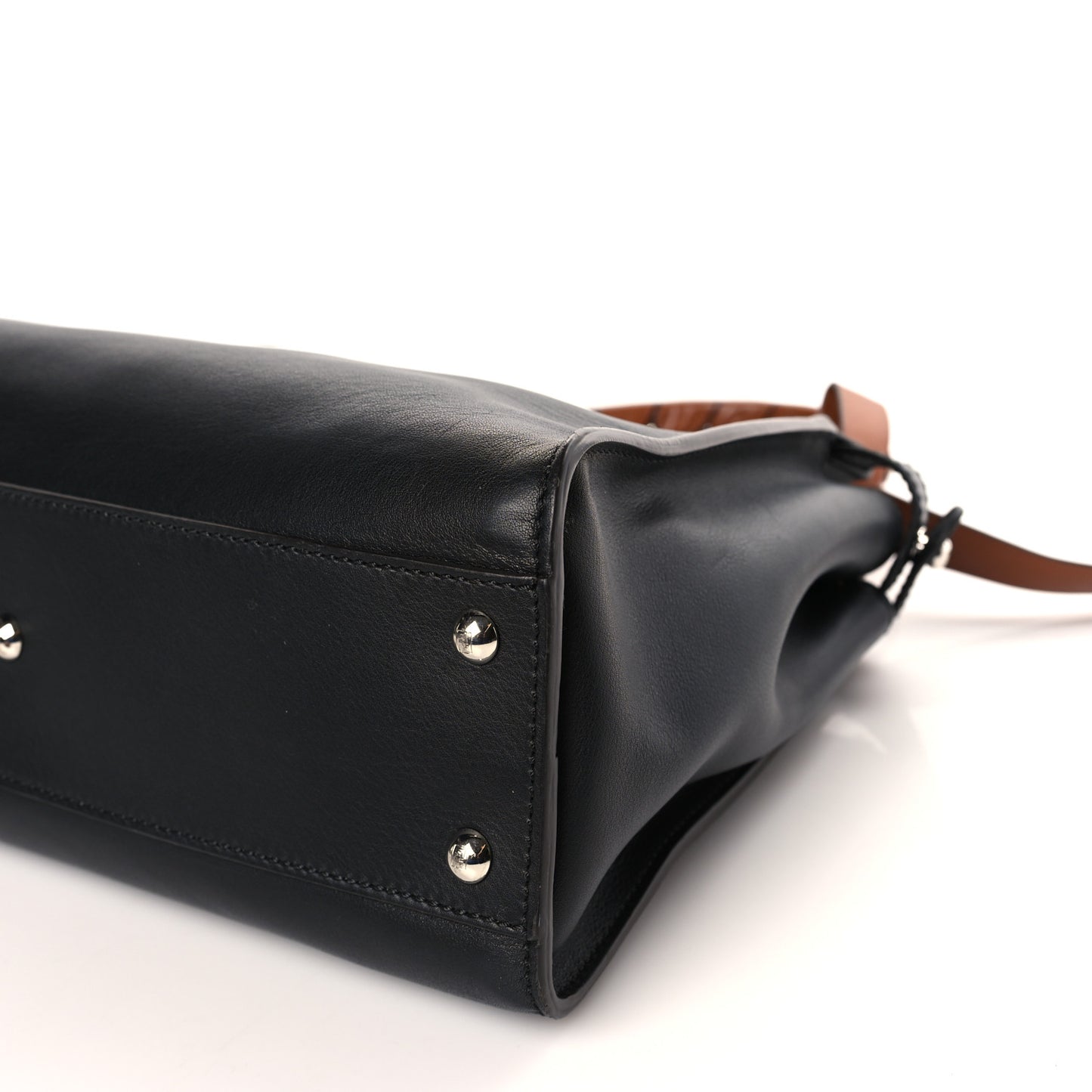 Vitello Seta Nappa Ribbon Medium Peekaboo Iconic Satchel Black Corteccia