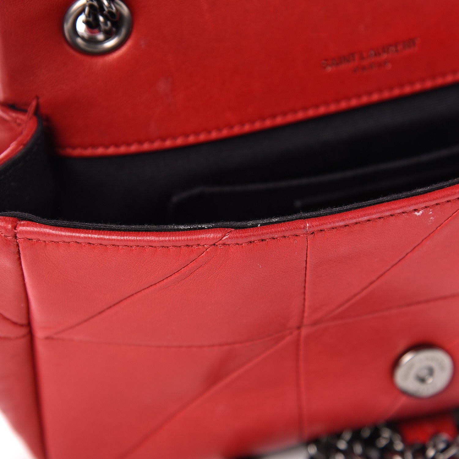 Saint Laurent Lambskin Patchwork Monogram Small Jamie Red 16 of 22