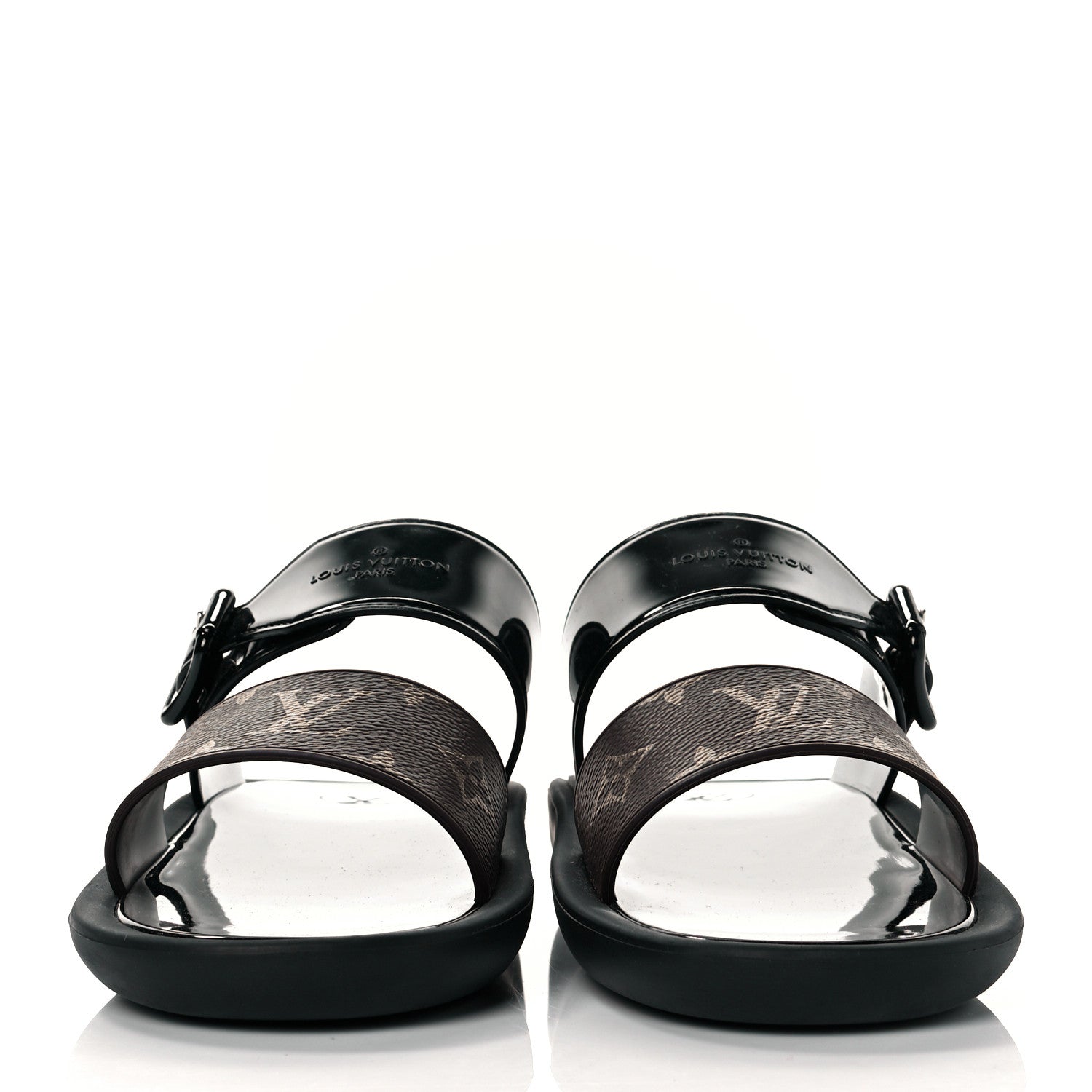 Louis Vuitton Monogram Sunbath Flat Mule Sandals 37 Black 2 of 9
