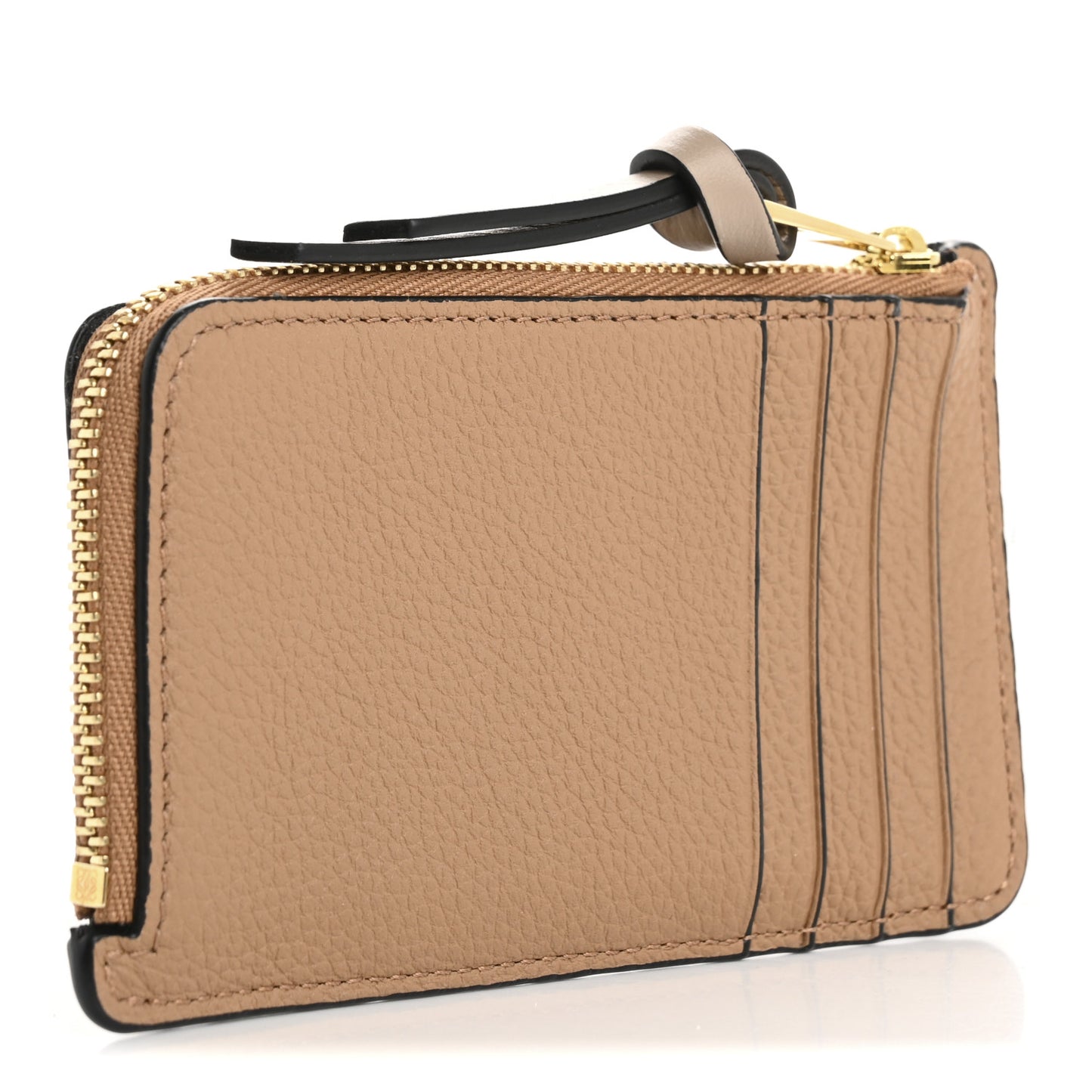 Soft Grained Calfskin Coin Card Holder Toffee