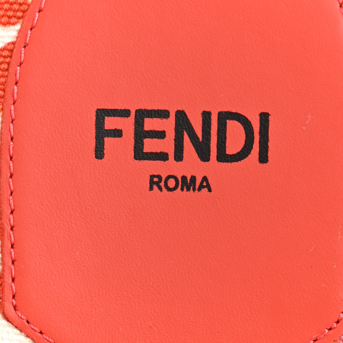 Fendi Canvas Bandana Logo Embroidered Flat Slide Sandals 39 Lava Dark Lava 8 of 10