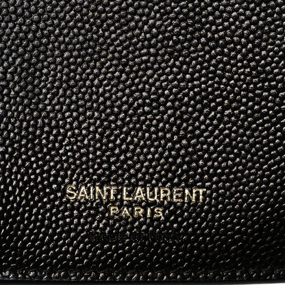 Saint Laurent Grain De Poudre Matelasse Chevron Monogram Compact Tri Fold Wallet Black 6 of 7