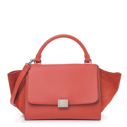 Celine Drummed Calfskin Suede Small Trapeze Vermillion 1 of 11
