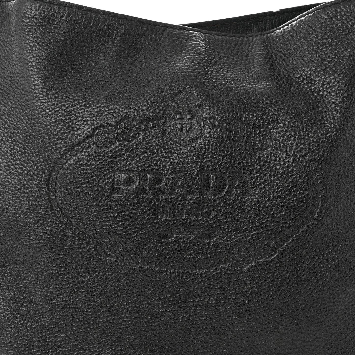 Vitello Daino Embossed Logo Hobo Black