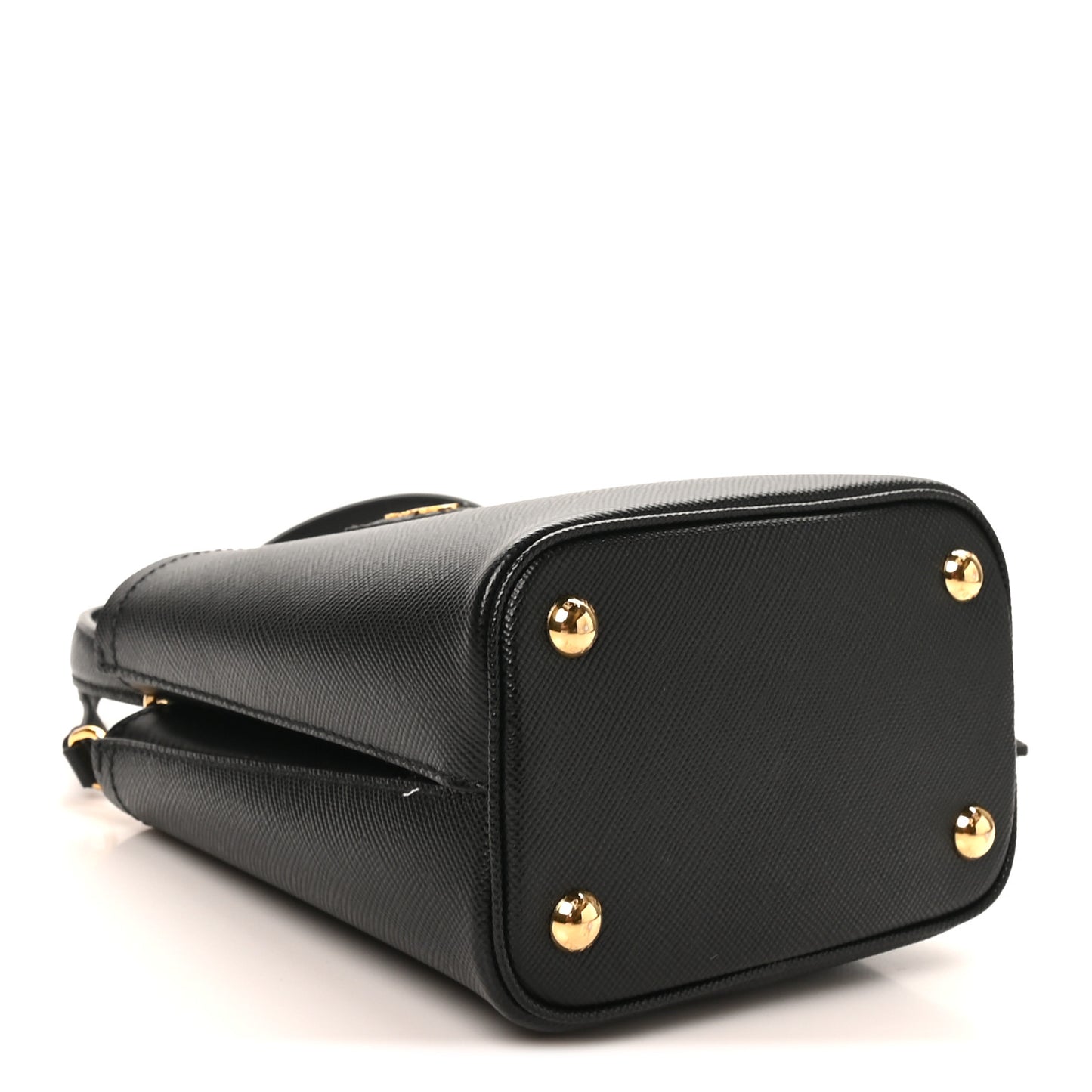Saffiano Cuir Small Panier Bucket Bag Black Fuoco