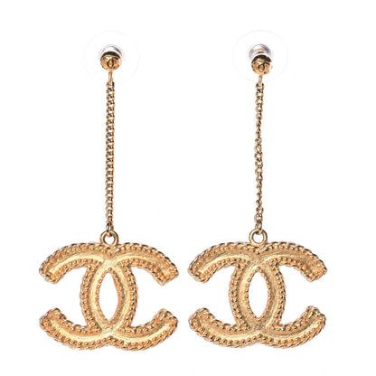 Chanel CC Drop Earrings Matte Gold 1 of 4