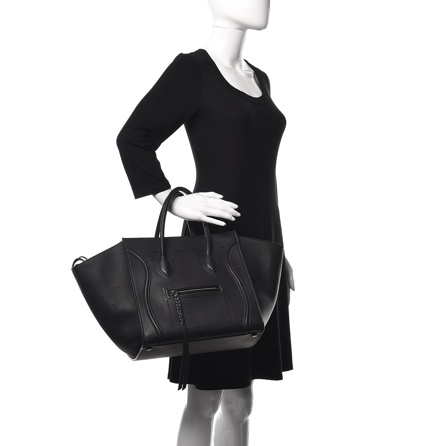 Celine Supple Calfskin Medium Phantom Luggage Black 2 of 9