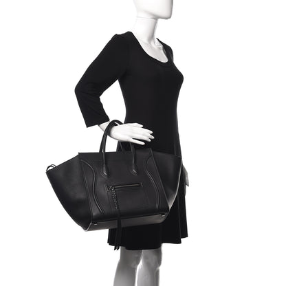 Celine Supple Calfskin Medium Phantom Luggage Black 2 of 9