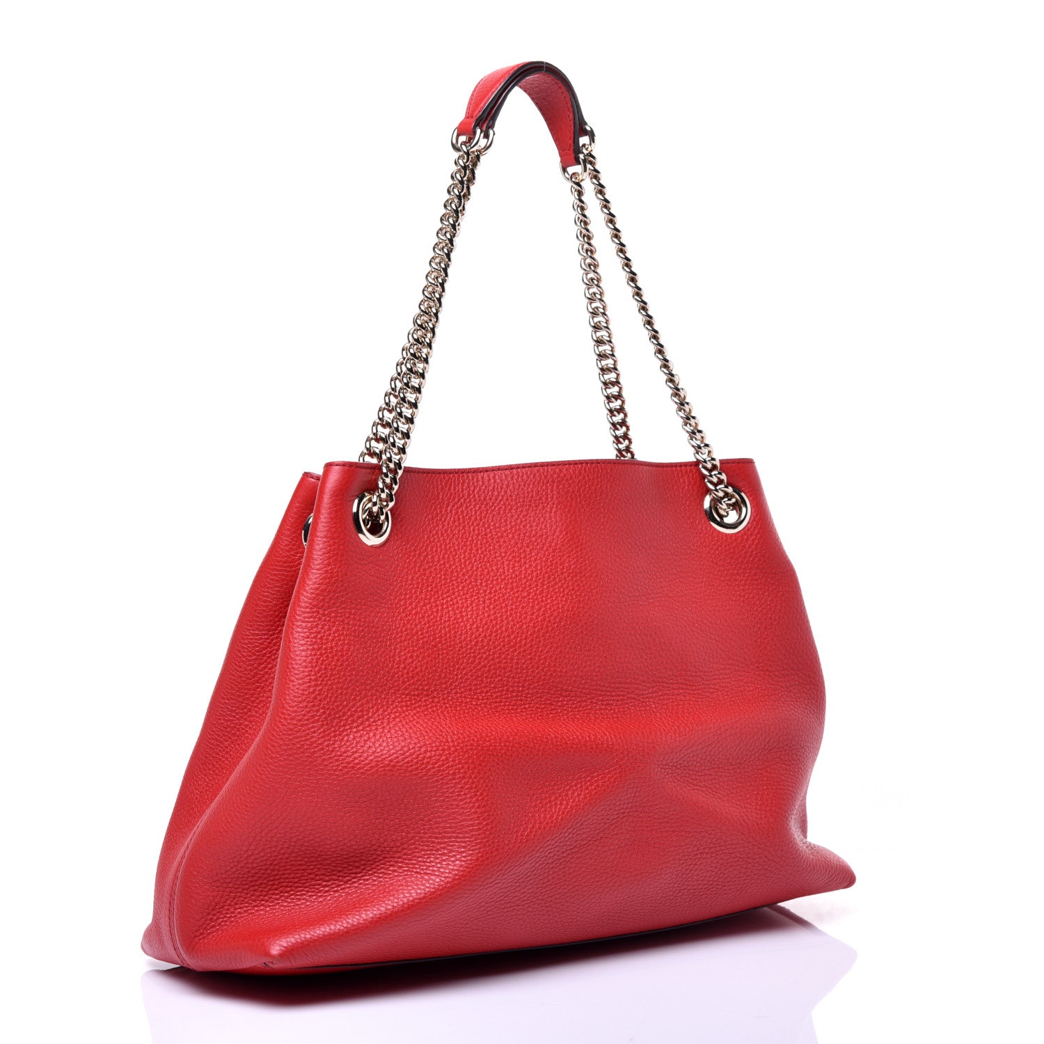Gucci Pebbled Calfskin Medium Soho Chain Shoulder Bag Tabasco Red 3 of 9