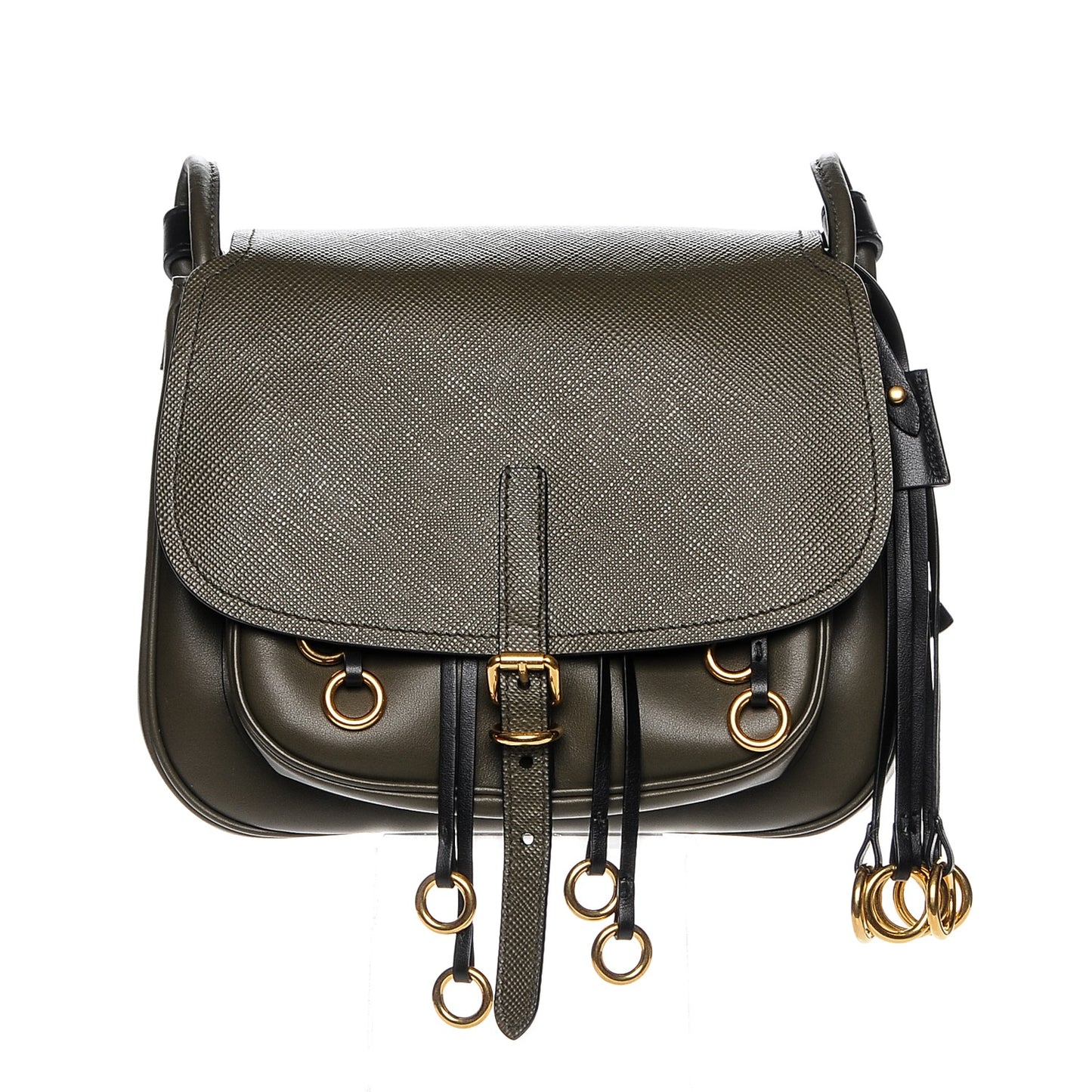 Saffiano Cuir Calf Corsaire Bag Militare Black