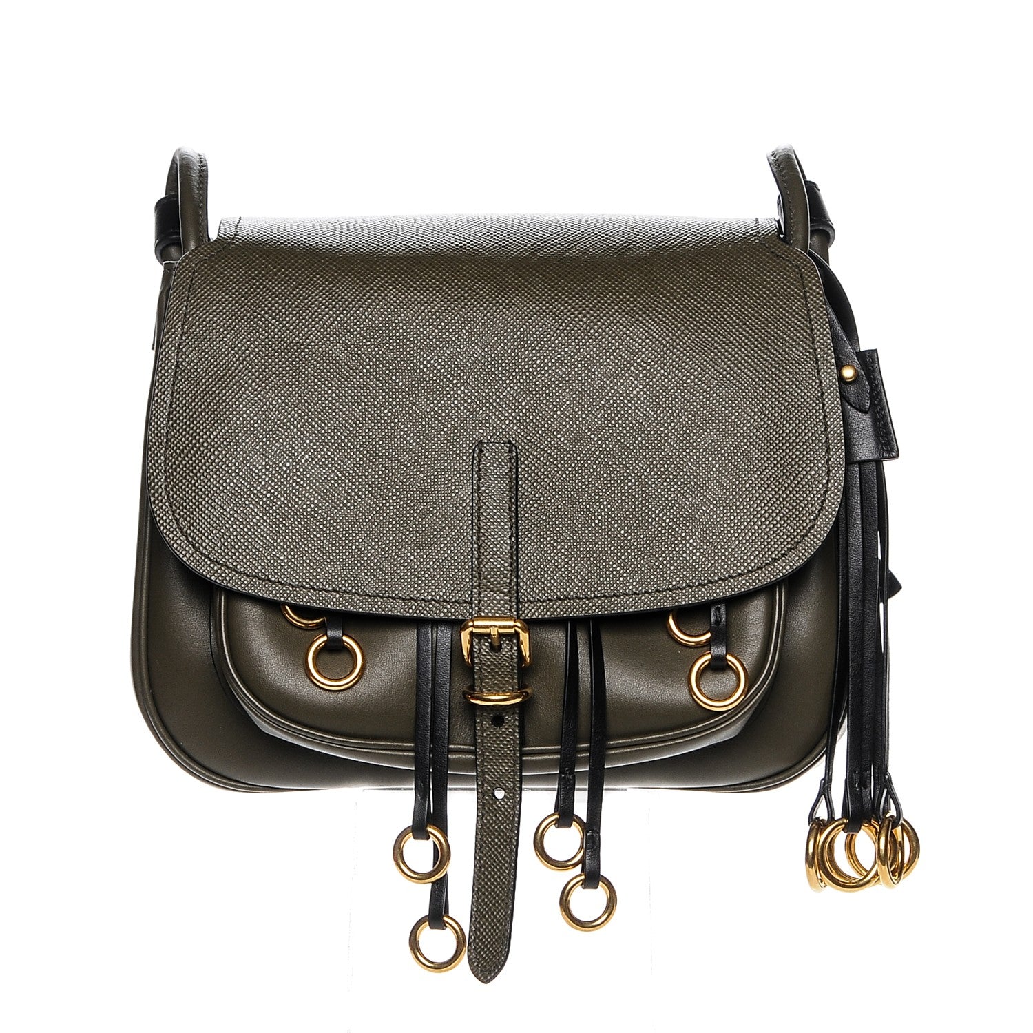 Prada Saffiano Cuir Calf Corsaire Bag Militare Black 1 of 6