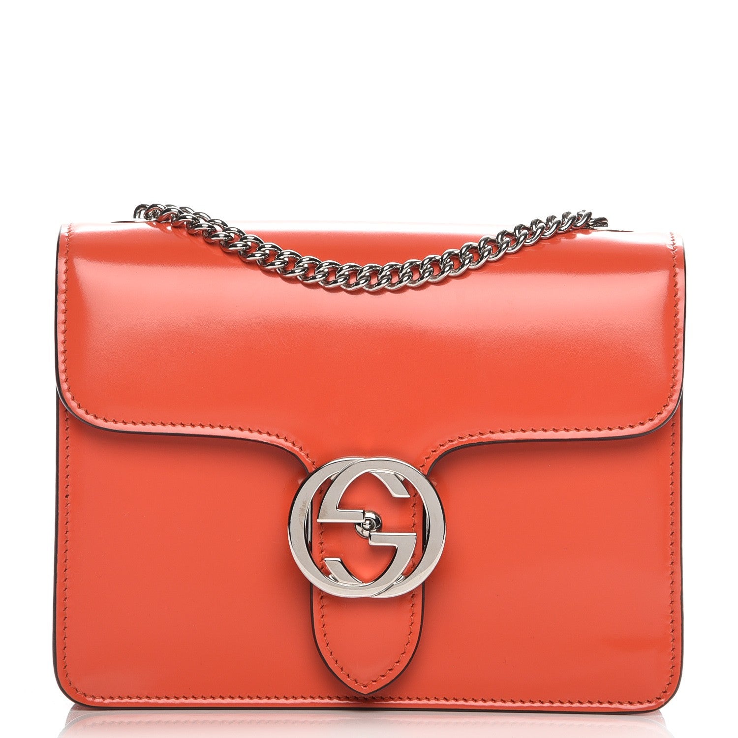 Gucci Shade Lux Calfskin Small Interlocking Shoulder Bag New Dark Orange 1 of 7