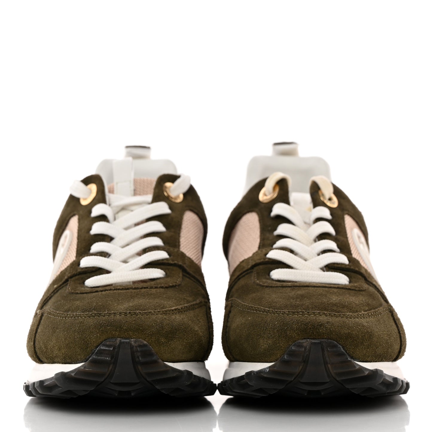 Calfskin Suede Run Away Sneakers 36 Green