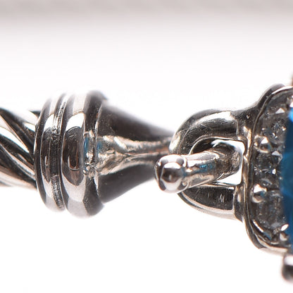 David Yurman Sterling Silver Diamond Blue Topaz 3mm Petite Wheaton Bracelet 7 of 7