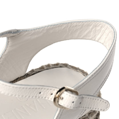 Chanel Lambskin Cap Toe CC Espadrille Sandals 37 White Black 10 of 11