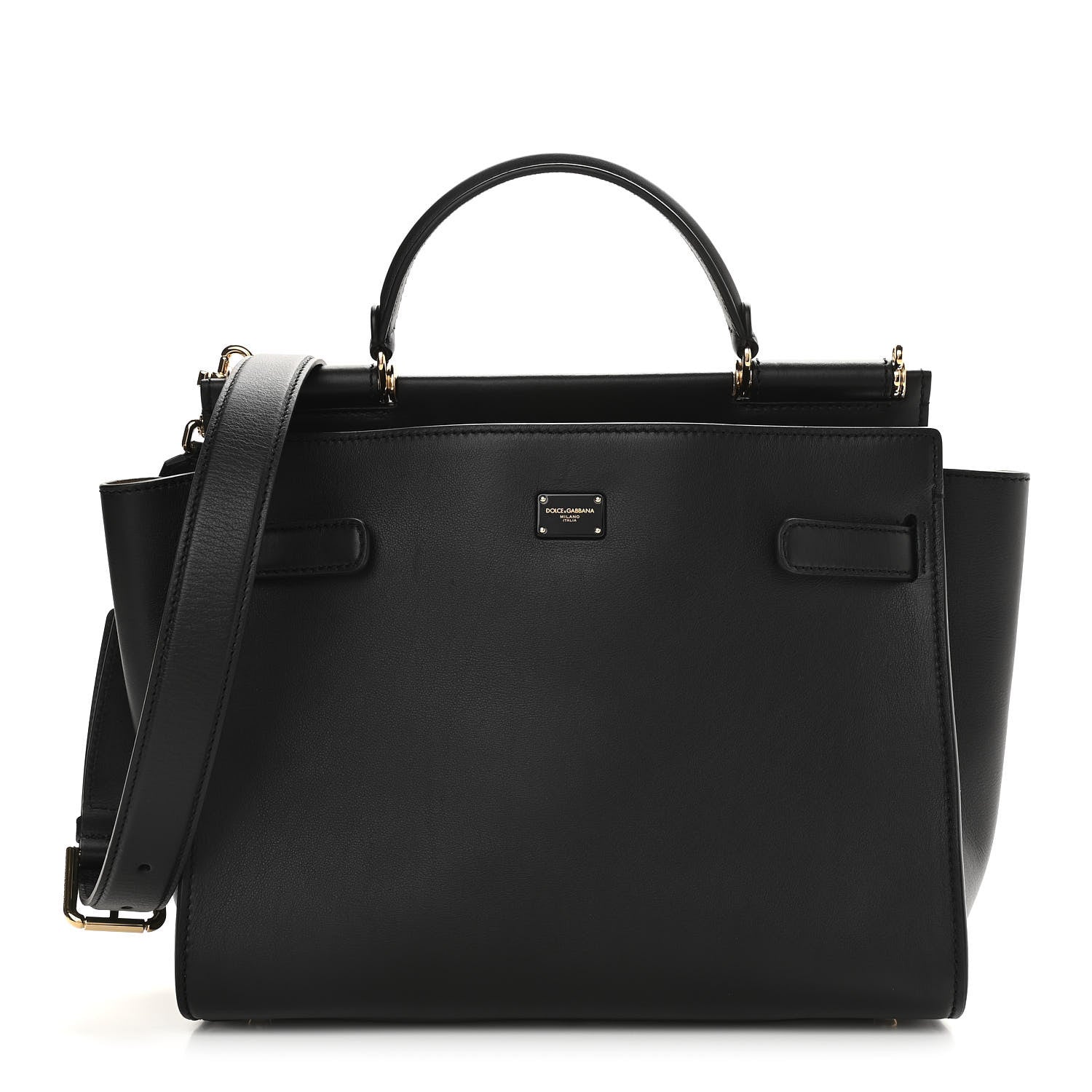 Dolce & Gabbana Calfskin Large Miss Sicily Satchel Black 1 of 10