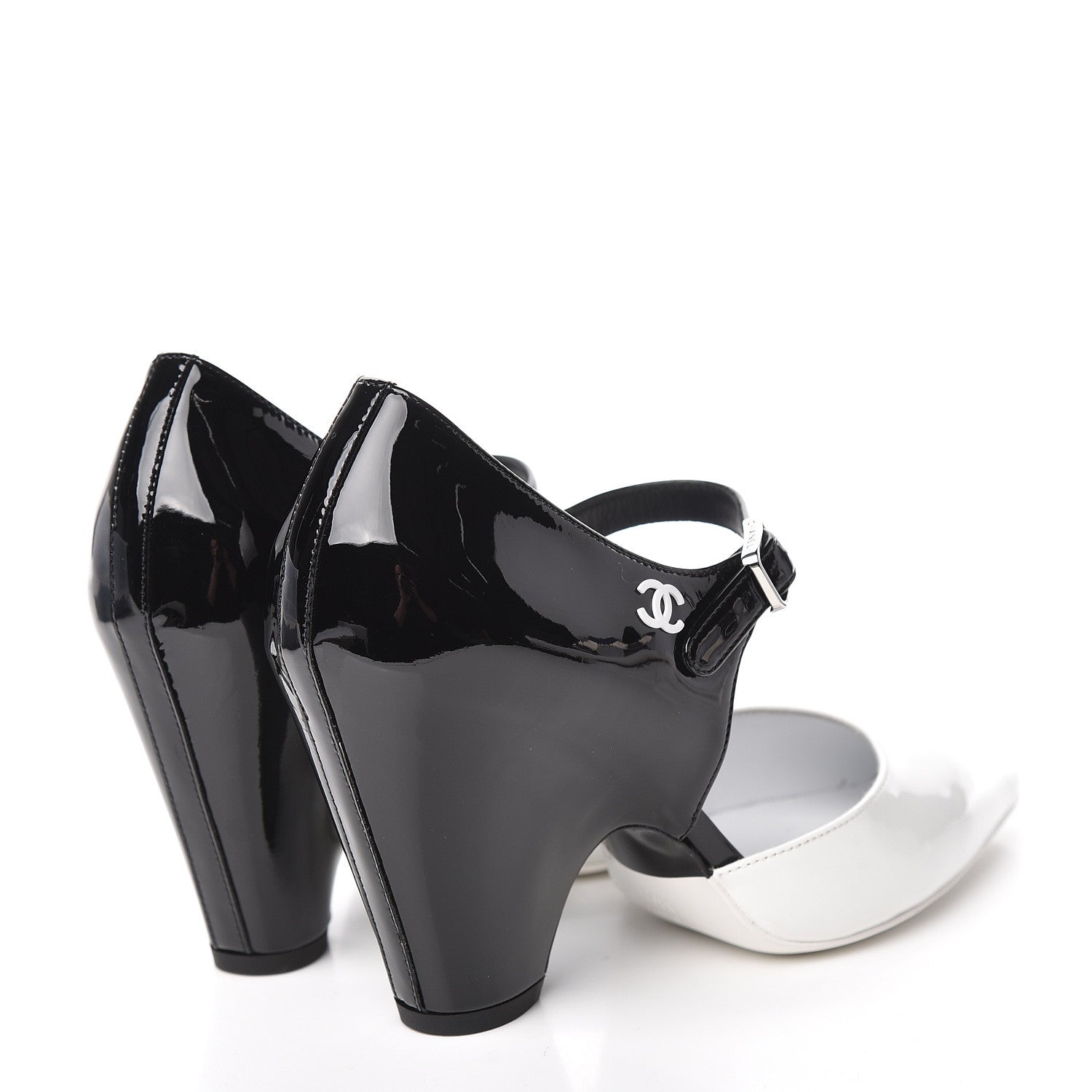 Chanel Patent Calfskin Pumps 36.5 Black White 4 of 8