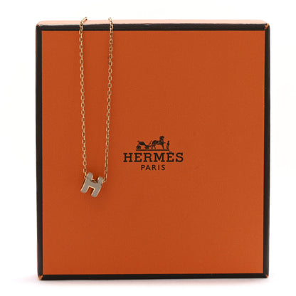 Hermes Lacquered Rose Gold Mini Pop H Pendant Necklace Marron Glace 7 of 7