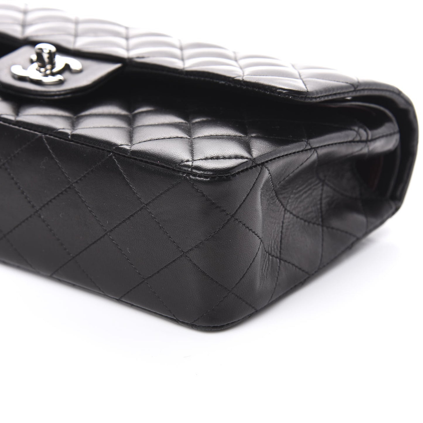 Lambskin Quilted Medium Double Flap Black