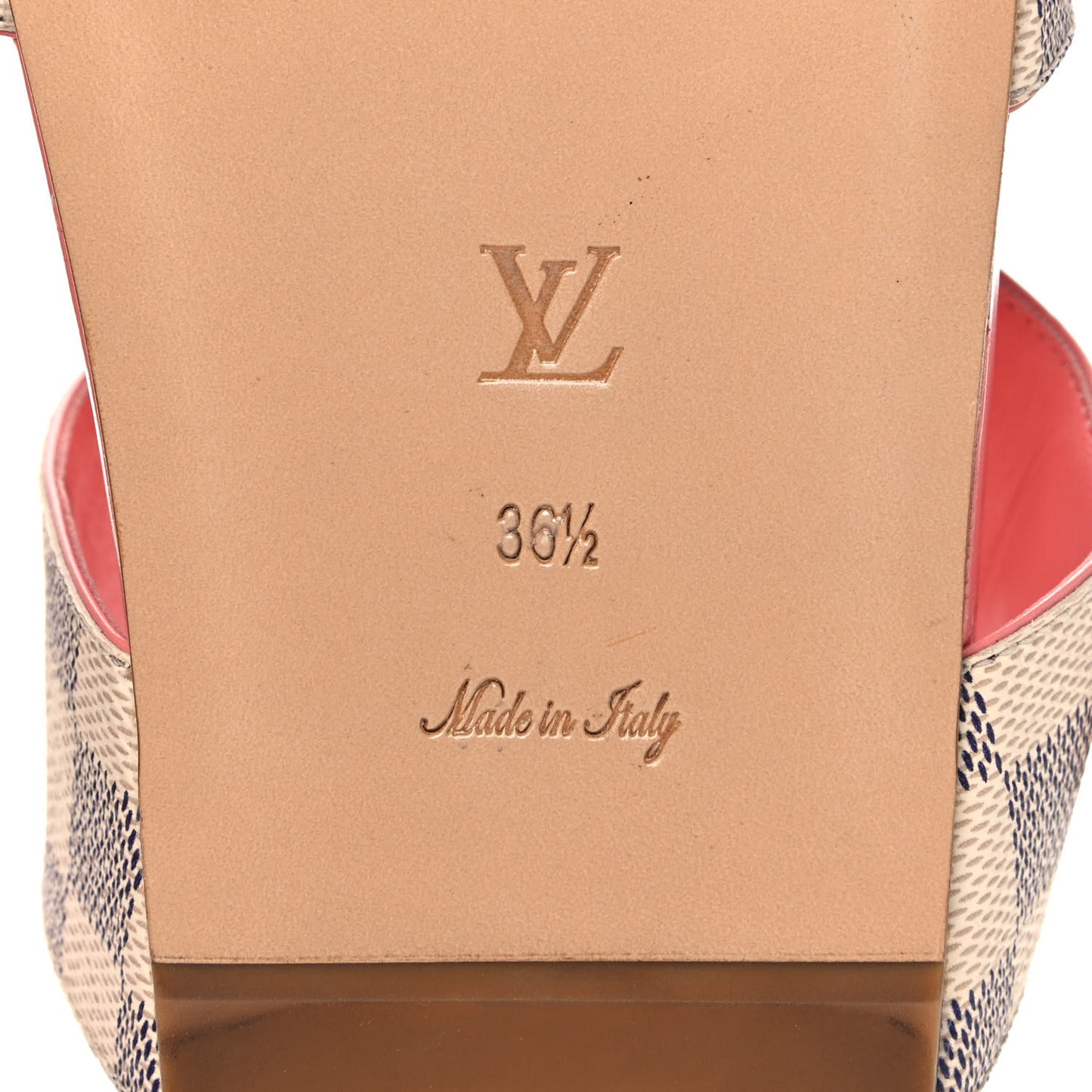 Damier Azur Bom Dia Flat Mules 36.5 Rose Clair