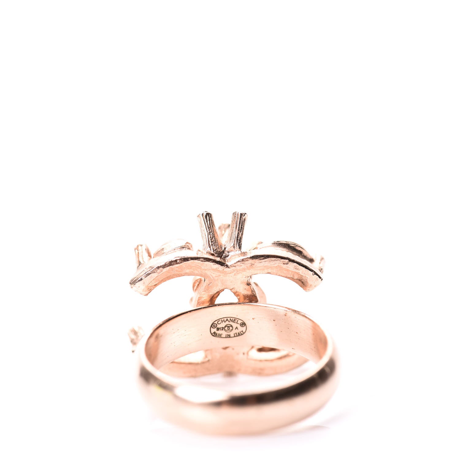 Chanel Crystal Marquise CC Logo Ring 6.75 Rose Gold 3 of 5