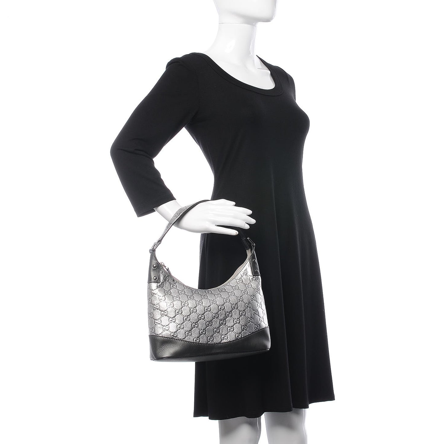 Metallic Guccissima Small Hobo Silver
