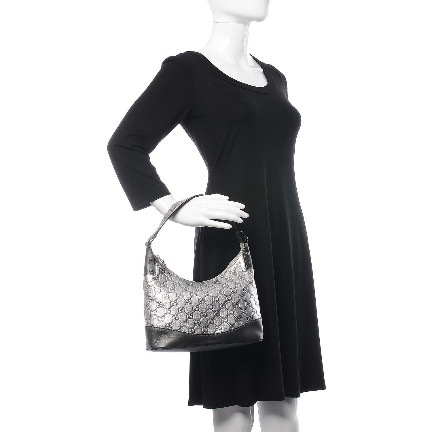 Gucci Metallic Guccissima Small Hobo Silver 2 of 8