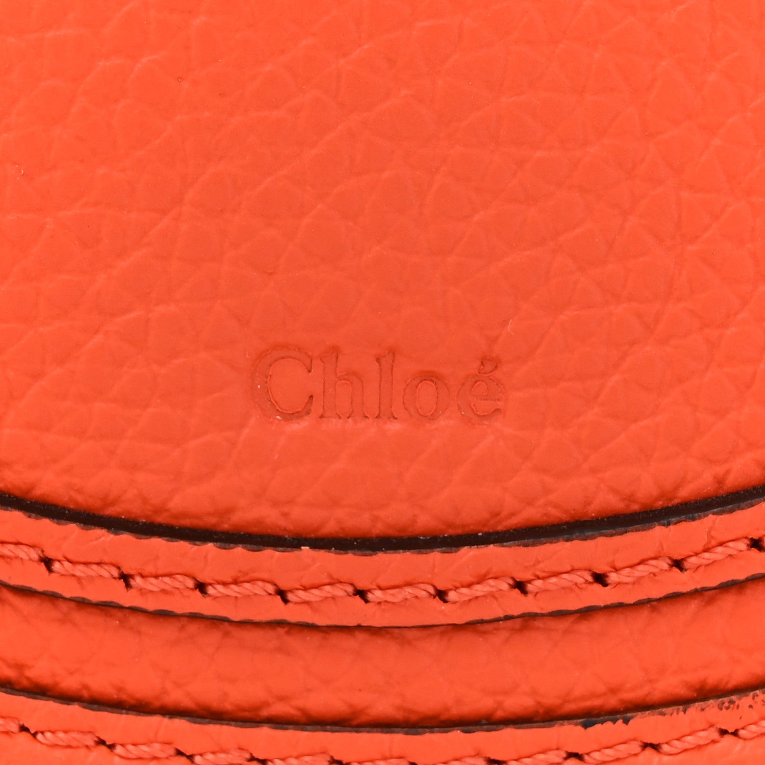 Chloe Grained Calfskin Palm Woven Small Marcie Basket Saddle Rusted Orange 6 of 10