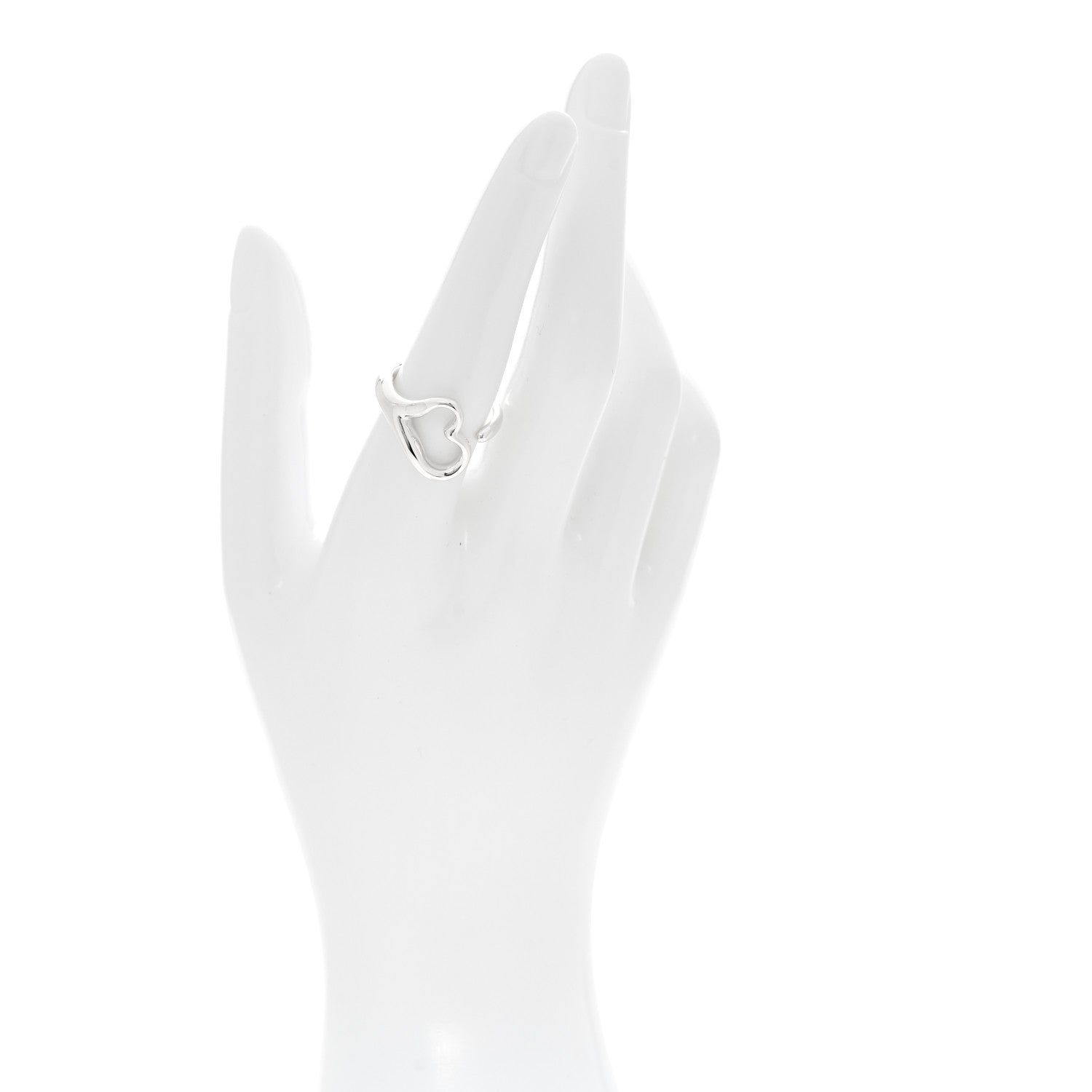 Tiffany Sterling Silver Elsa Peretti Open Heart Ring 55 7.25 2 of 5