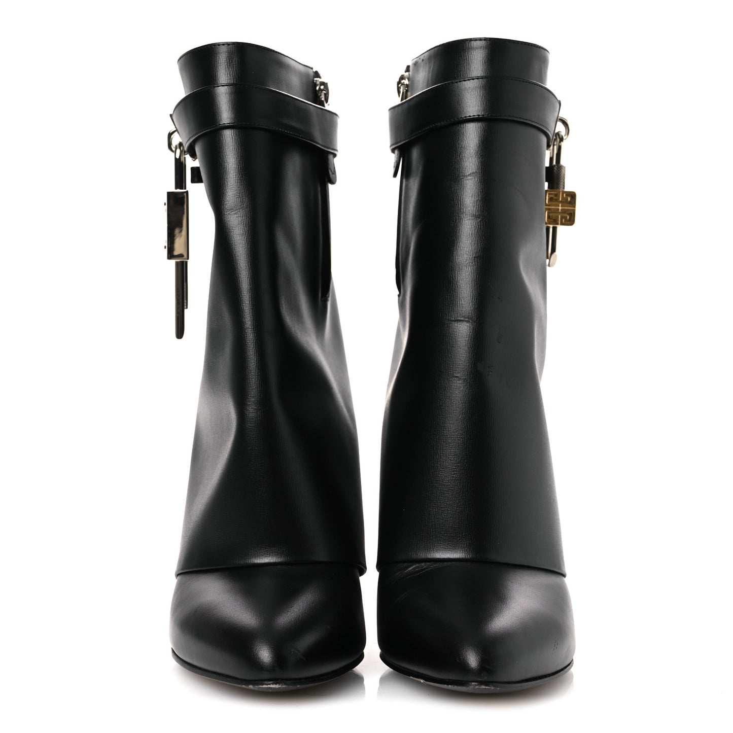 Calfskin Shark Lock Ankle Boots 41 Black