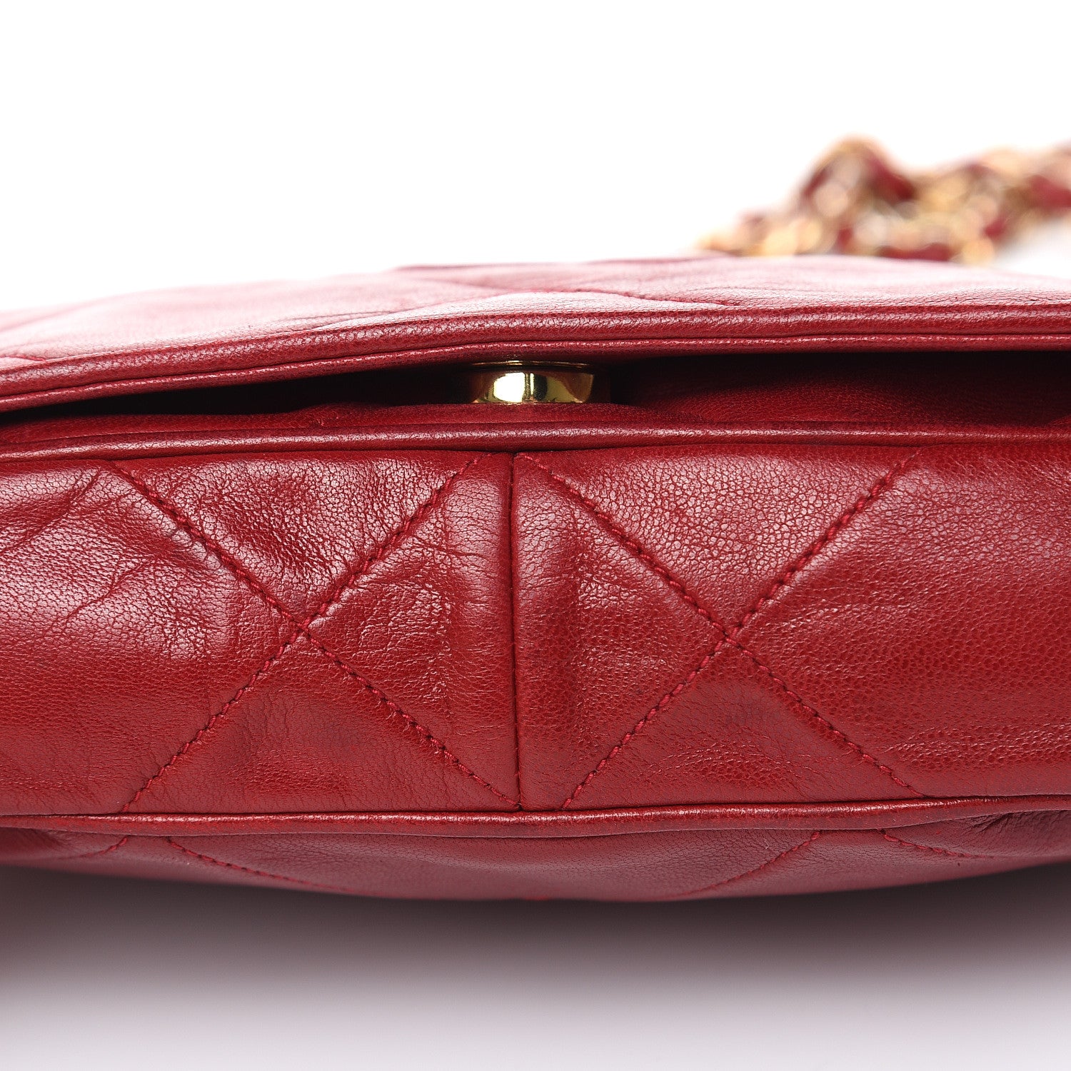 Chanel Lambskin Quilted CC Shoulder Bag Red 10 of 17