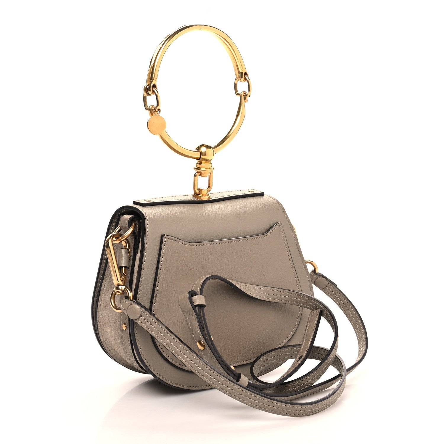 Chloe Calfskin Suede Small Nile Bracelet Bag Motty Grey 3 of 9