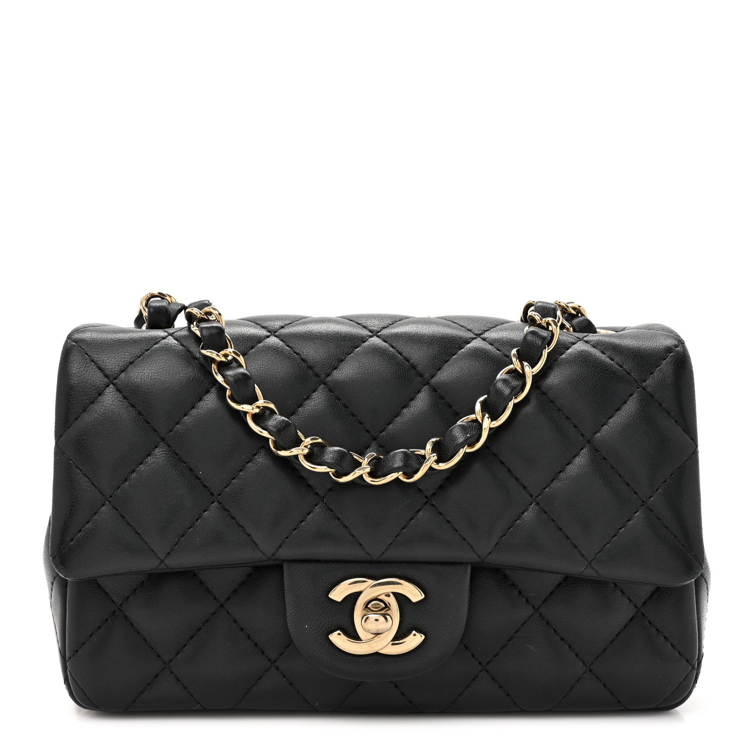 Chanel Lambskin Quilted Mini Rectangular Flap Black 1 of 15