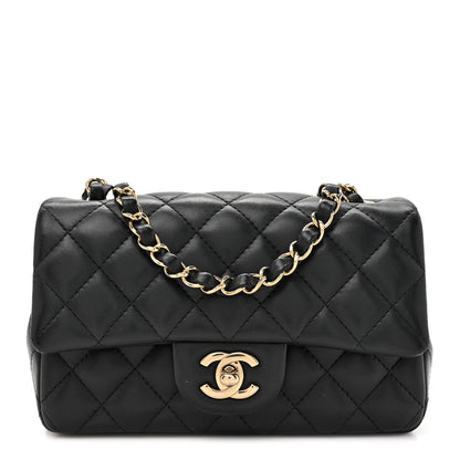 Chanel Lambskin Quilted Mini Rectangular Flap Black 1 of 15