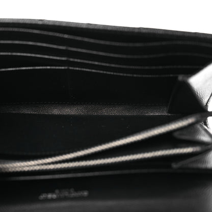 Saint Laurent Grain De Poudre Matelasse Chevron Monogram Flap Wallet Black 8 of 16