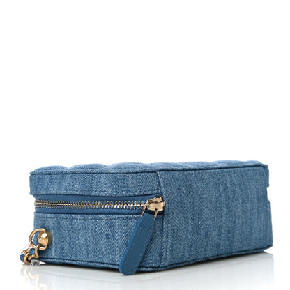 Chanel Denim Quilted CC Pearl Crush Camera Case Blue 4 of 11