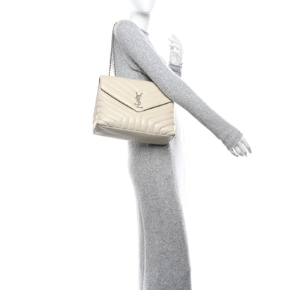 Saint Laurent Calfskin Y Quilted Monogram Medium Loulou Chain Satchel Crema Soft 2 of 9