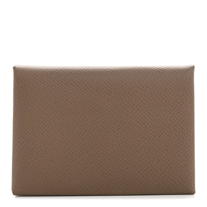 Hermes Epsom Calvi Duo Card Case Etoupe 1 of 9