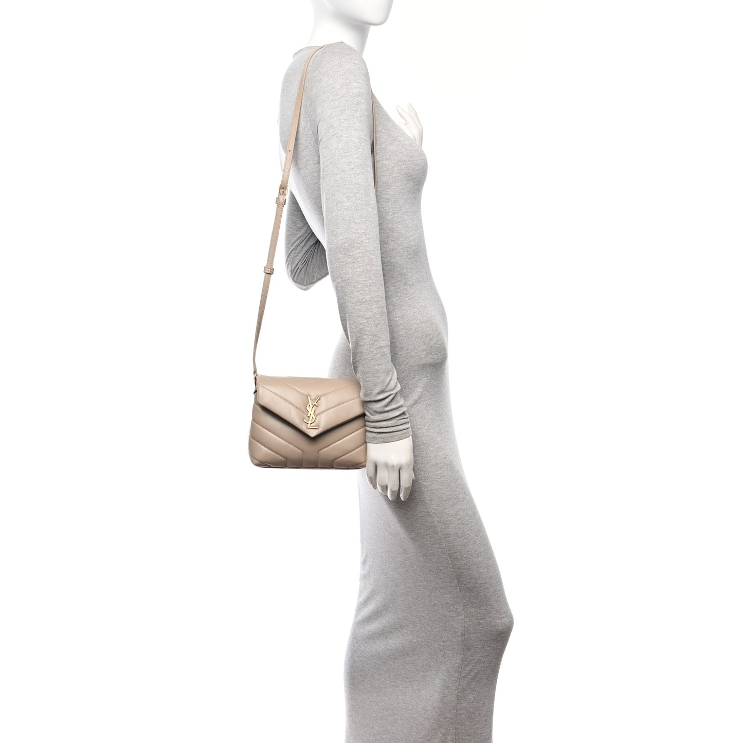 Calfskin Y Quilted Monogram Toy Loulou Crossbody Bag Dark Beige