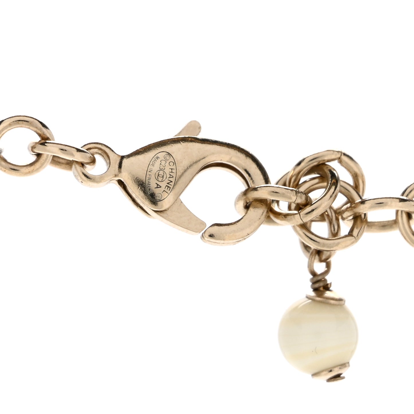 Crystal Pearl CC Choker Necklace Gold White