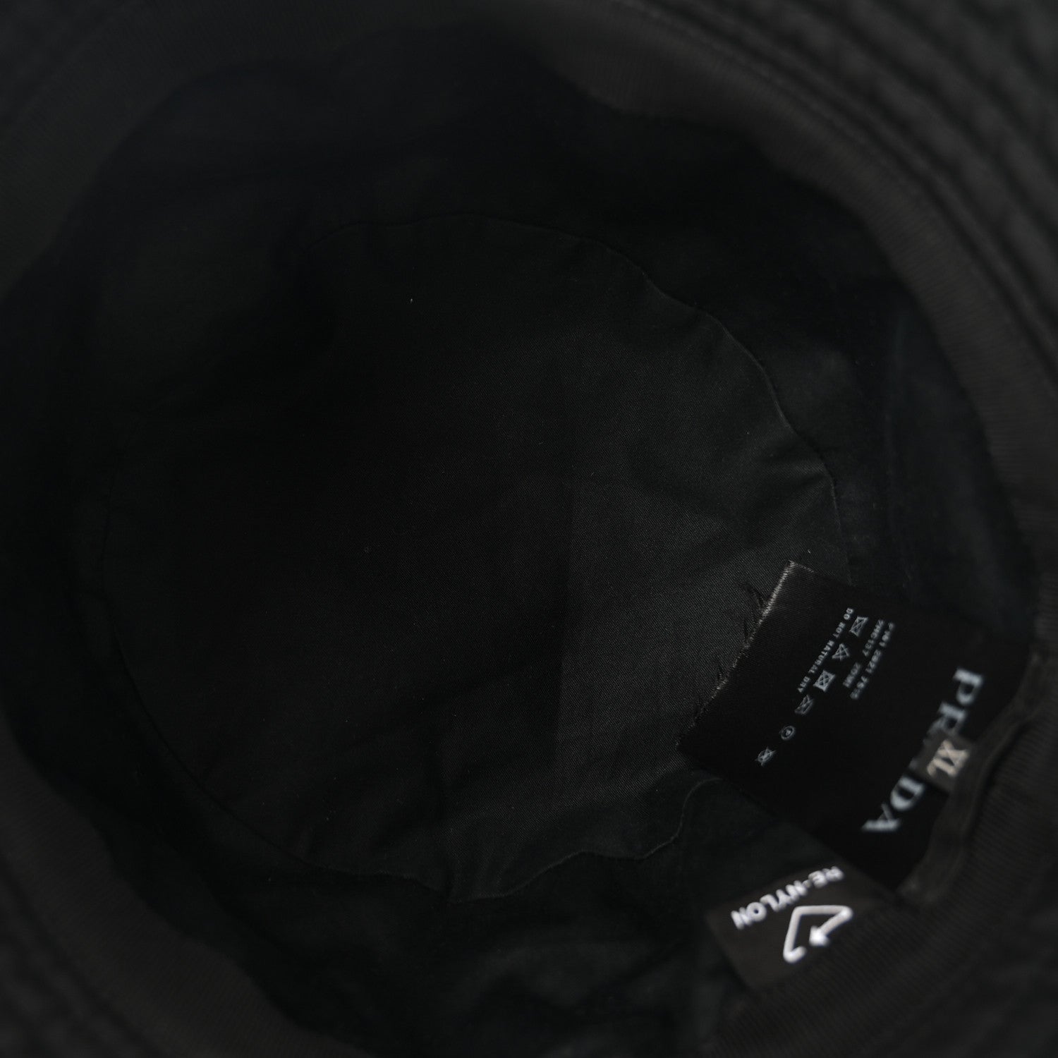 Prada Re-Nylon Metal Triangle Logo Mens Bucket Hat XL Black 7 of 8