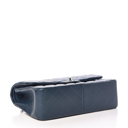 Chanel Pearly Caviar Jumbo Double Flap Blue 4 of 11