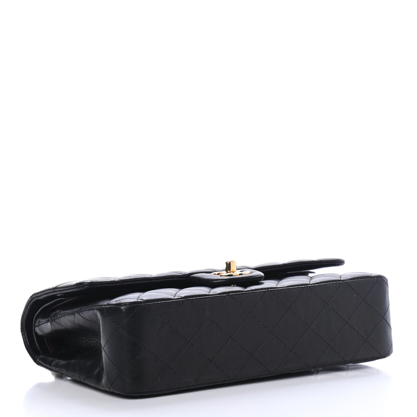 Lambskin Quilted Medium Double Flap Black