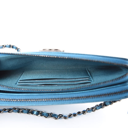 Chanel Metallic Caviar Quilted Small Boy Clutch With Chain Turquoise 6 of 11