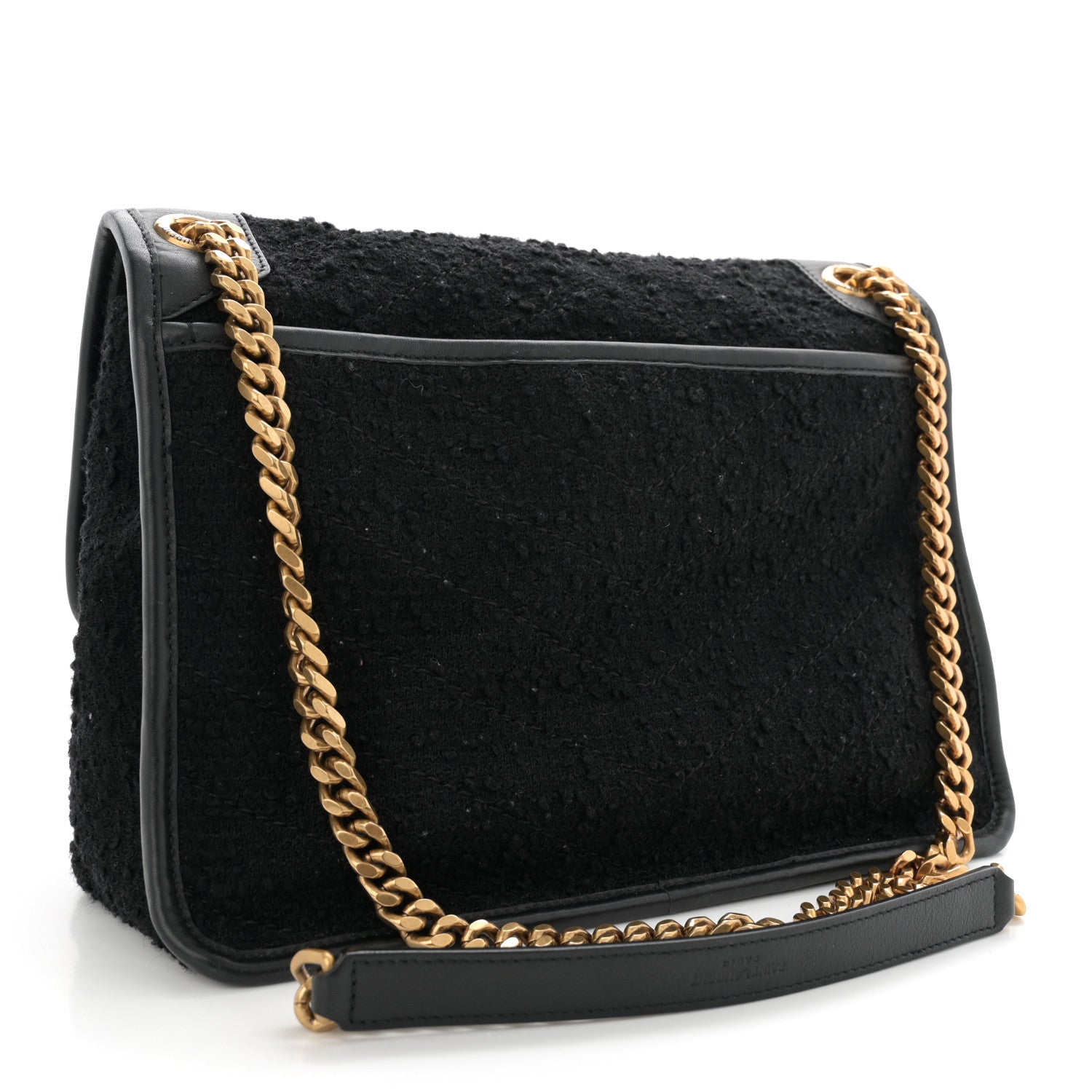 Saint Laurent Boucle Tweed Monogram Medium Niki Chain Satchel Black 3 of 12