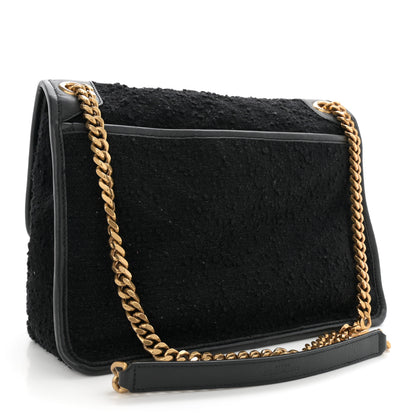 Saint Laurent Boucle Tweed Monogram Medium Niki Chain Satchel Black 3 of 12