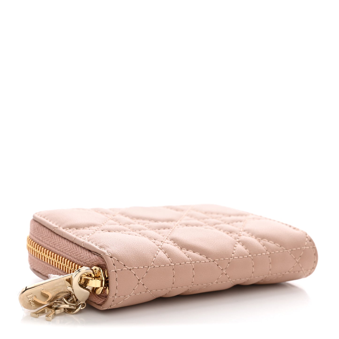 Lambskin Cannage Small Lady Dior Voyageur Coin Purse Rose Des Vents